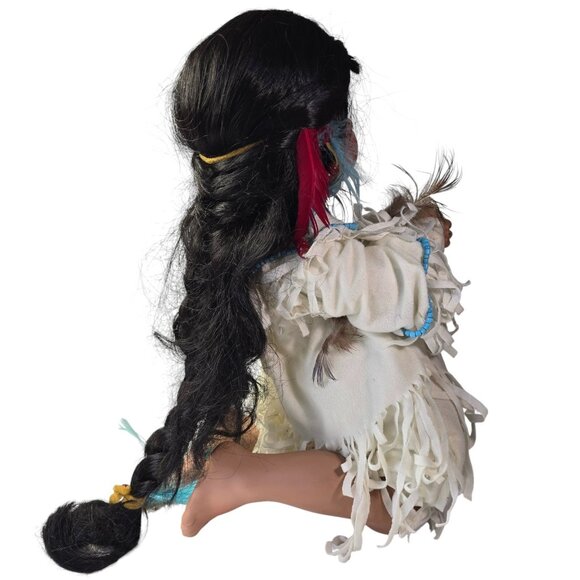 Praying Doll Native American Indian 2001 VTG Porcelain Kelly J RuBert Feathers - Picture 7 of 15